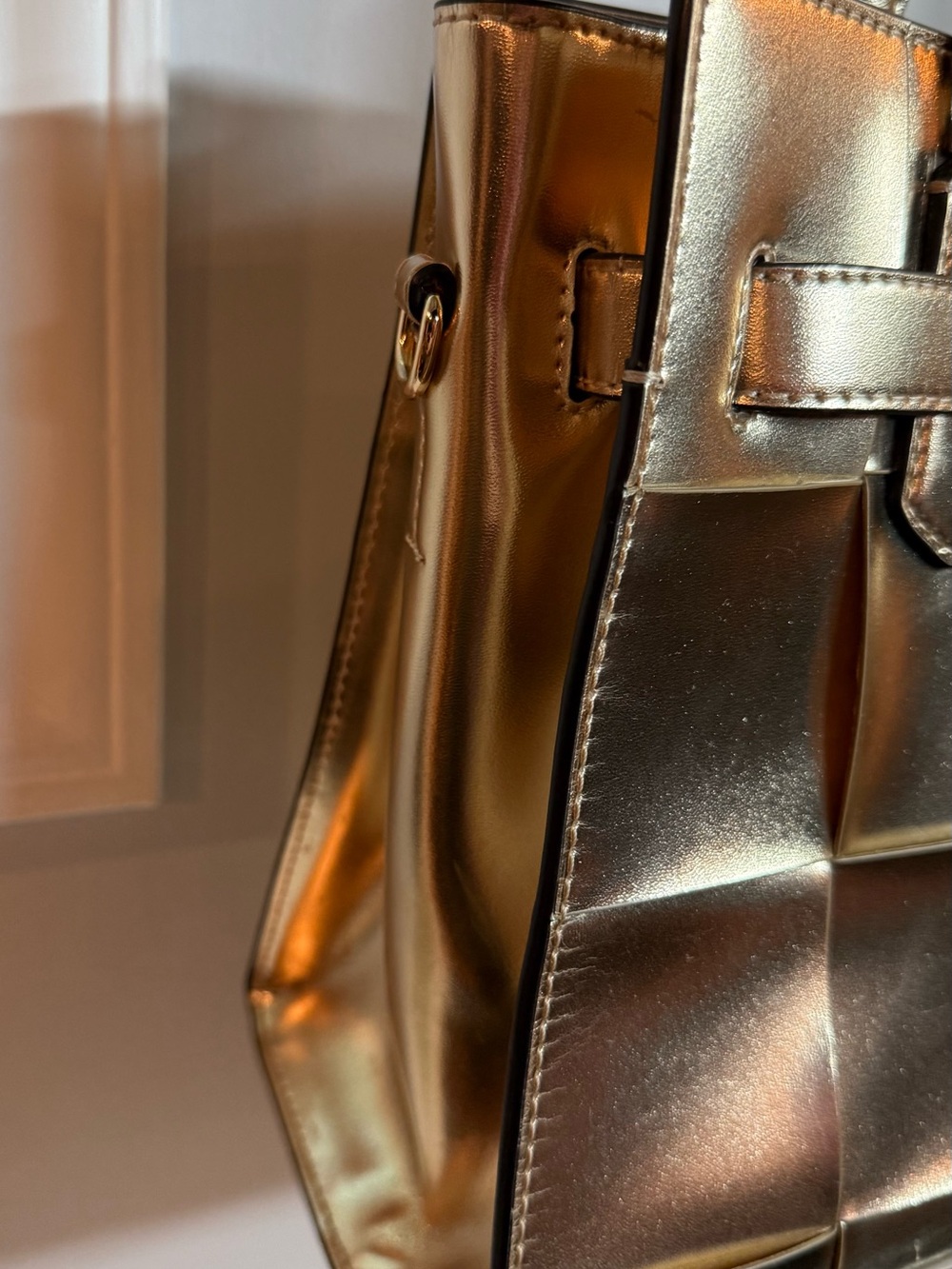 Michael Kors Hamilton Medium Metallic Satchel (with callouts) - Picture 3 of 13